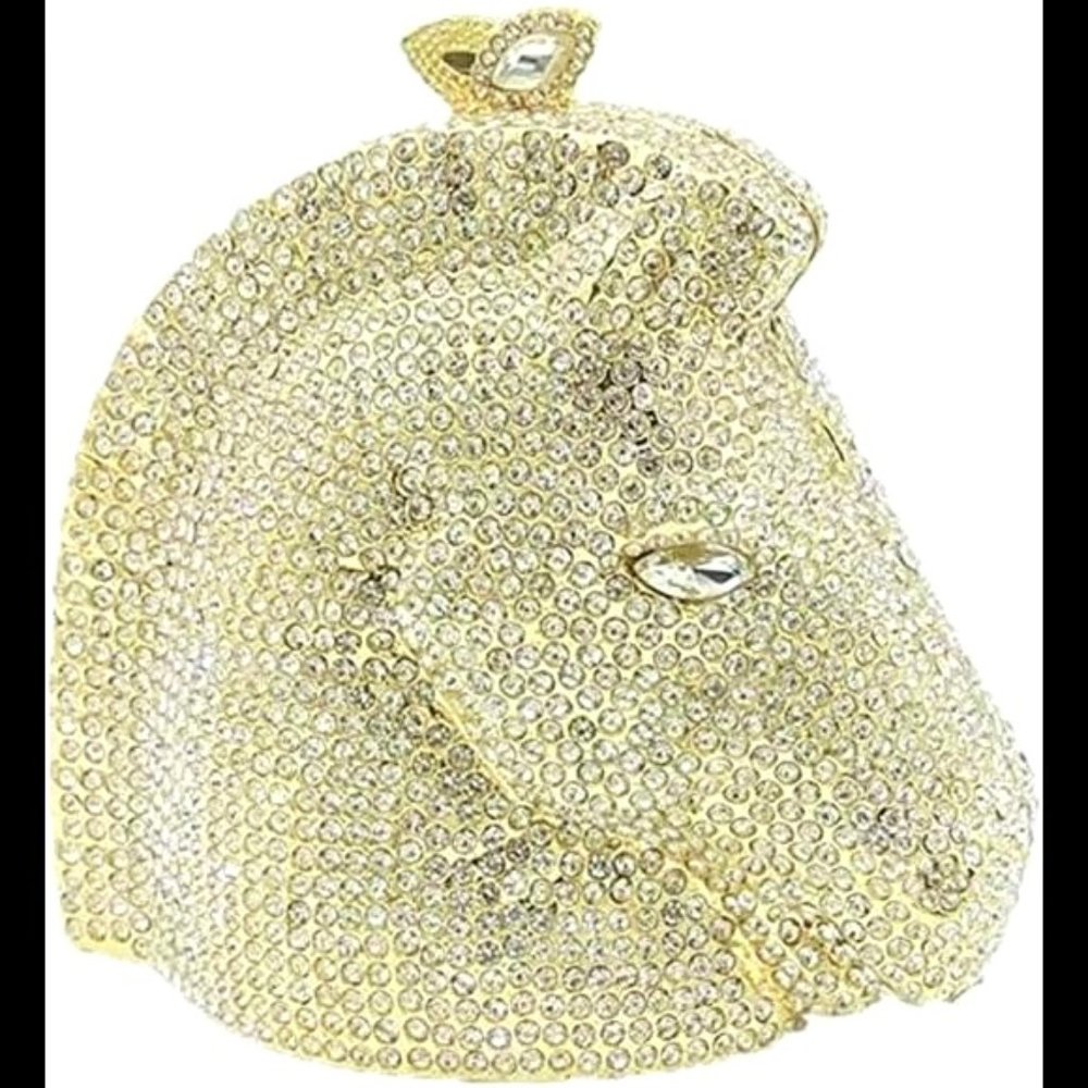 Sparkling 3D Horse Head Shape Women Crystal Clutch Bag Evening Wedding Handbags